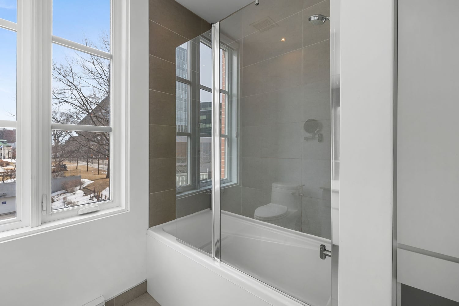 Salle de bain avec bain-douche vitré